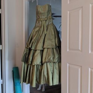 Olive green prom dress
